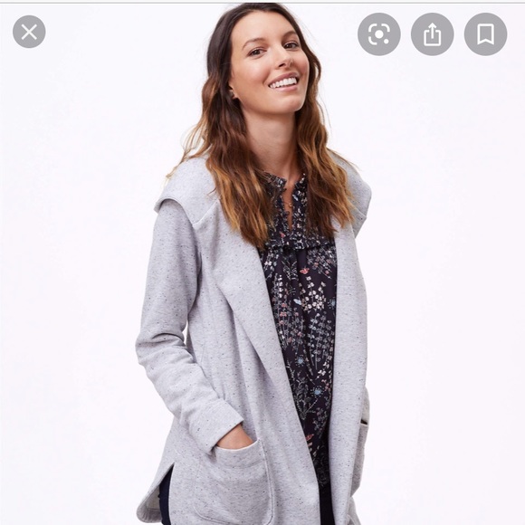 LOFT Tops - LOFT Heather Gray open-front hooded sweatshirt XS
